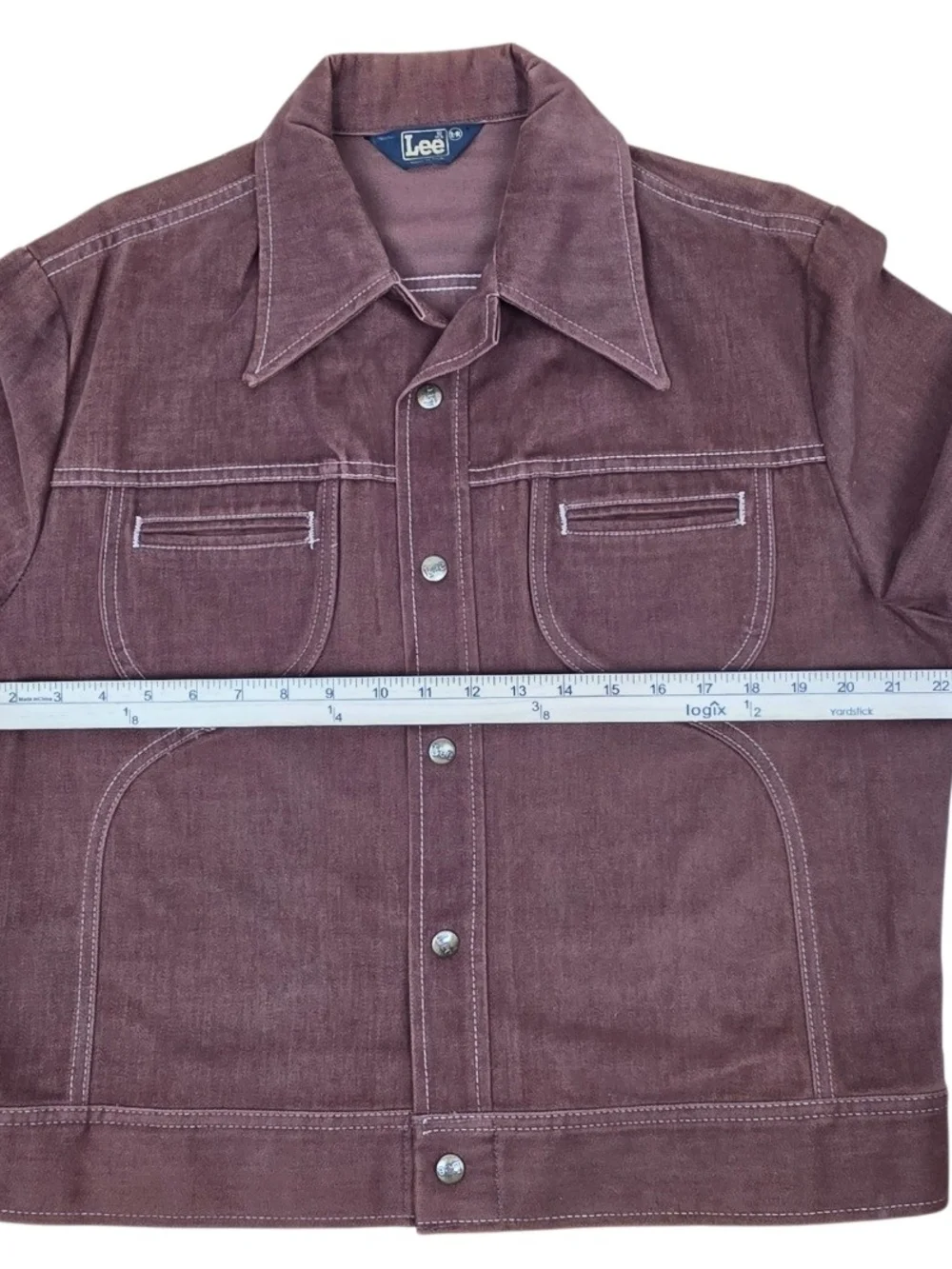Vintage 70s Lee Moleskin Jacket Brown Made USA Trucker Western Metal Snap Large